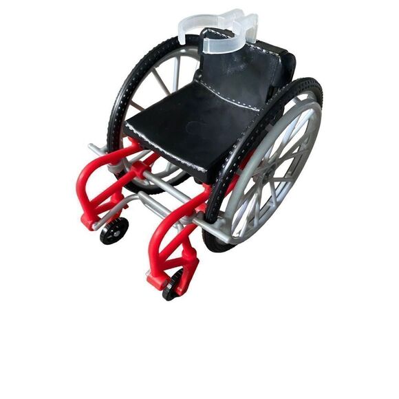 Barbie Doll Red Wheelchair dollhouse brakes work, - Picture 2 of 9